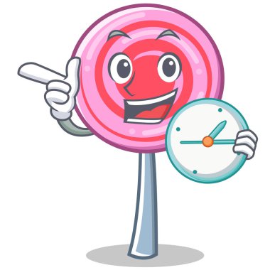 Saat şirin lolipop karakter karikatür ile