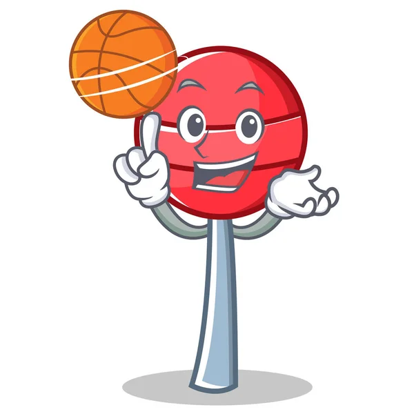 Jouer au basket sucette sucette personnage dessin animé — Image vectorielle