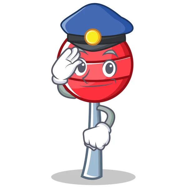 Polizei süßen Lutscher Charakter Cartoon — Stockvektor