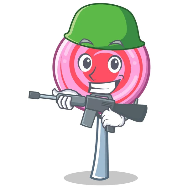 Ejército lindo lollipop personaje de dibujos animados — Vector de stock