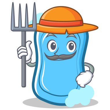 Çiftçi mavi sabun karakter karikatür