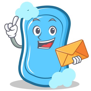 Zarf mavi sabun karakter karikatür ile