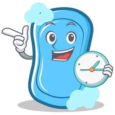 Saat mavi sabun karakter karikatür ile