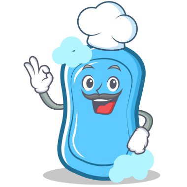 Şef mavi sabun karakter karikatür