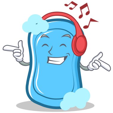 Dinleme müzik mavi sabun karakter karikatür