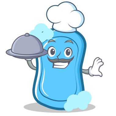 Şef gıda mavi sabun karakter karikatür ile