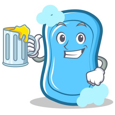 Suyu mavi sabun karakter karikatür ile