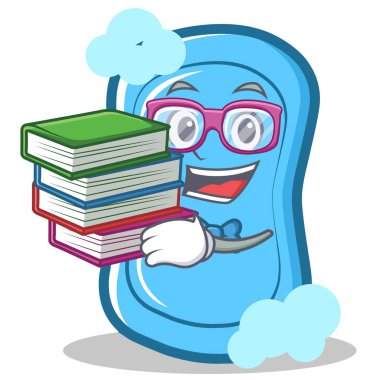 Öğrenci kitap mavi sabun karakter karikatür ile