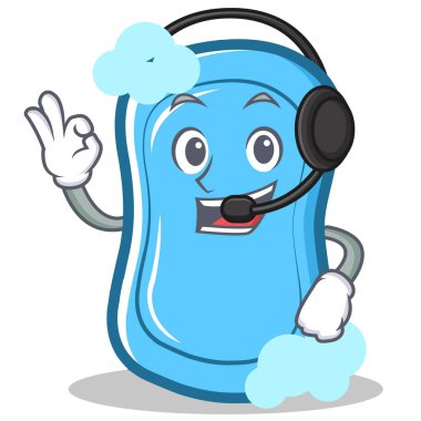 Kulaklık mavi sabun karakter karikatür ile