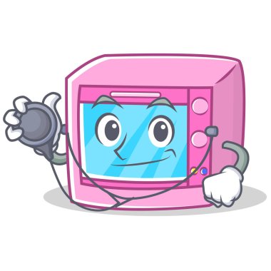 Doktor fırın mikrodalga karakter karikatür