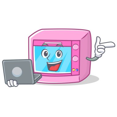 Dizüstü fırın mikrodalga karakter karikatür ile