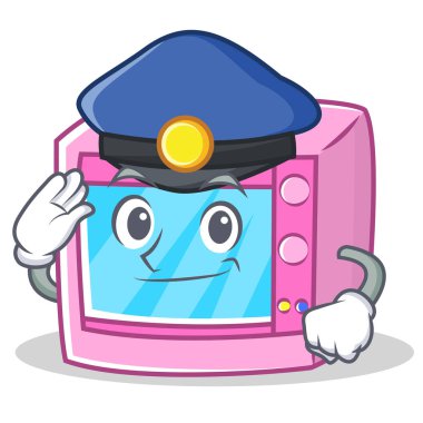 Polis fırın mikrodalga karakter karikatür