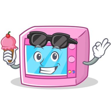 Dondurma fırın mikrodalga karakter karikatür ile