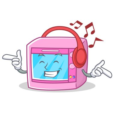 Dinleme müzik fırın mikrodalga karakter karikatür