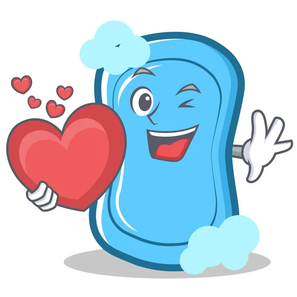 Kalp mavi sabun karakter karikatür ile — Stok Vektör
