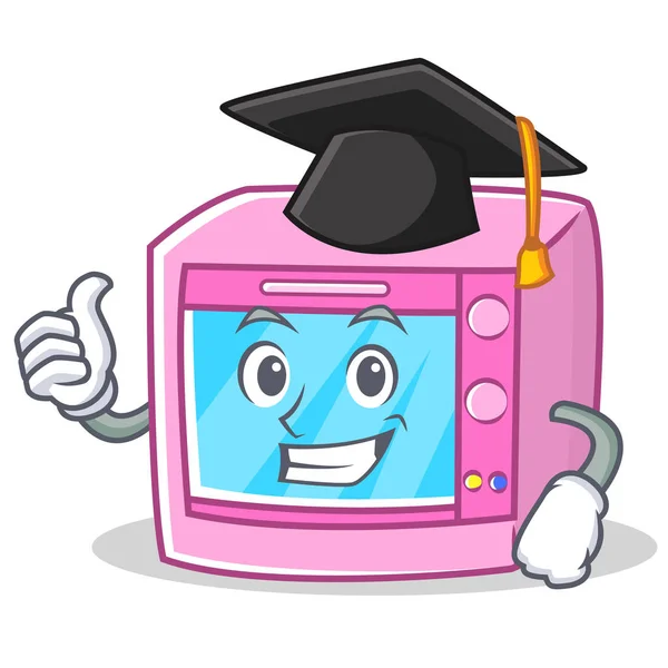 Graduation oven microwave character cartoon — Stock Vector