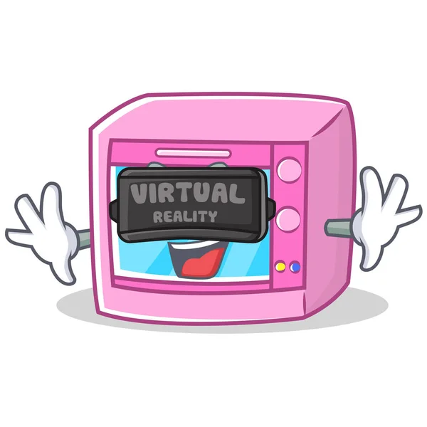 With virtual reality oven microwave character cartoon — Stock Vector