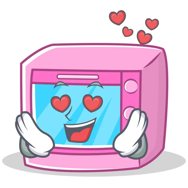 No forno de amor microondas personagem desenhos animados —  Vetores de Stock