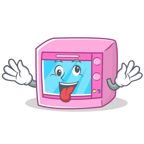 Loco horno microondas personaje de dibujos animados — Vector de stock