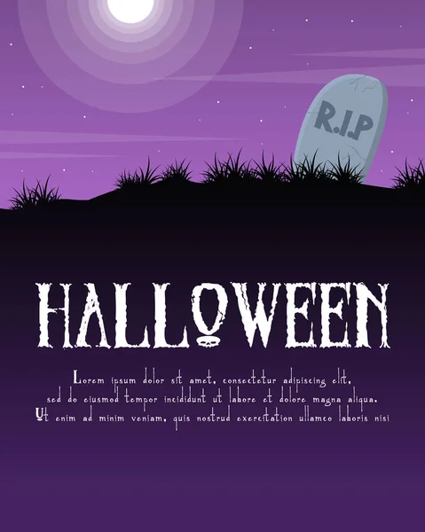 Cartaz de Halloween feliz no fundo roxo —  Vetores de Stock