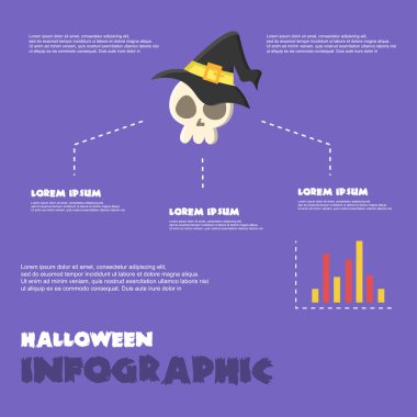 Cadılar Bayramı Infographic mor zemin üzerine