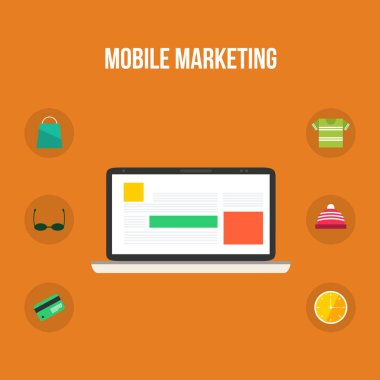 Mobil pazarlama tarzı düz tasarım koleksiyonu