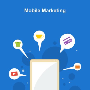 Mavi arka plan stili temel pazarlama mobil