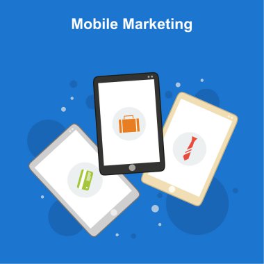 Mavi arka plan stili temel pazarlama mobil