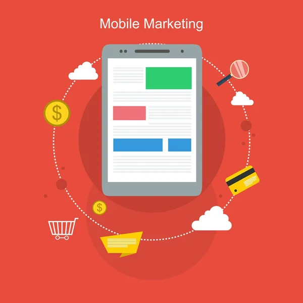 Flaches Design für mobiles Marketing — Stockvektor