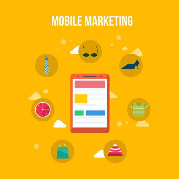 Kollektion für mobiles Marketing im flachen Design — Stockvektor