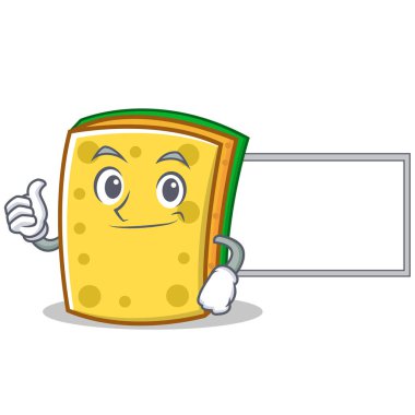 Başparmak yukarıya kurulu ile komik çizgi film karakteri sünger