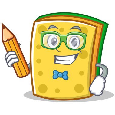 Öğrenci kalem sünger çizgi film karakteri komik ile