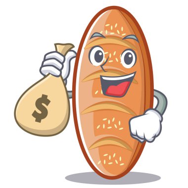 Para çantası ile pişmiş ekmek karakter çizgi film