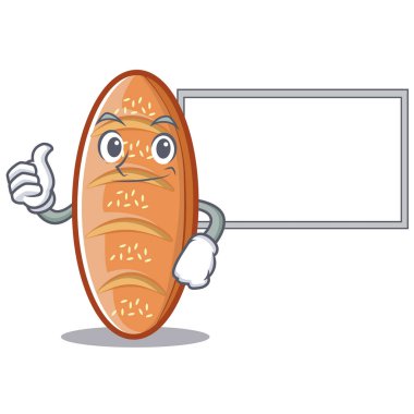 Başparmak yukarıya ile yönetim kurulu pişmiş ekmek karakter çizgi film