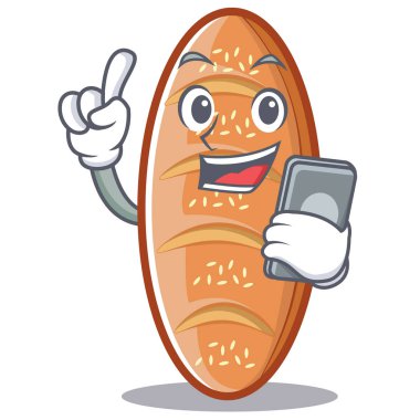 Telefon ile pişmiş ekmek karakter çizgi film