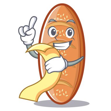 Menü ile pişmiş ekmek karakter çizgi film