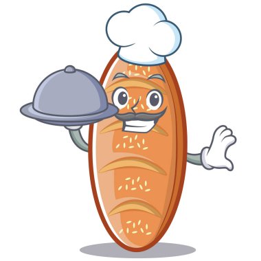 Şef yemek pişmiş ekmek karakter çizgi film ile