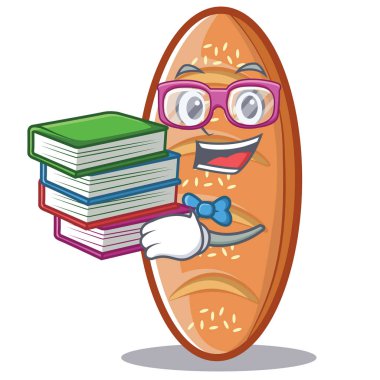 Öğrenci kitap pişmiş ekmek karakter çizgi film ile