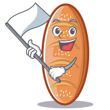 Bayrağı ile pişmiş ekmek karakter çizgi film