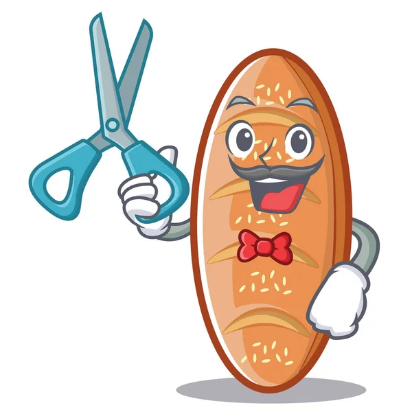 Kartun karakter roti panggang tukang cukur - Stok Vektor