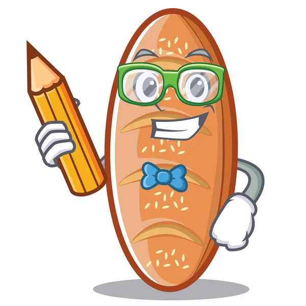 Öğrenci ile kalem pişmiş ekmek karakter çizgi film