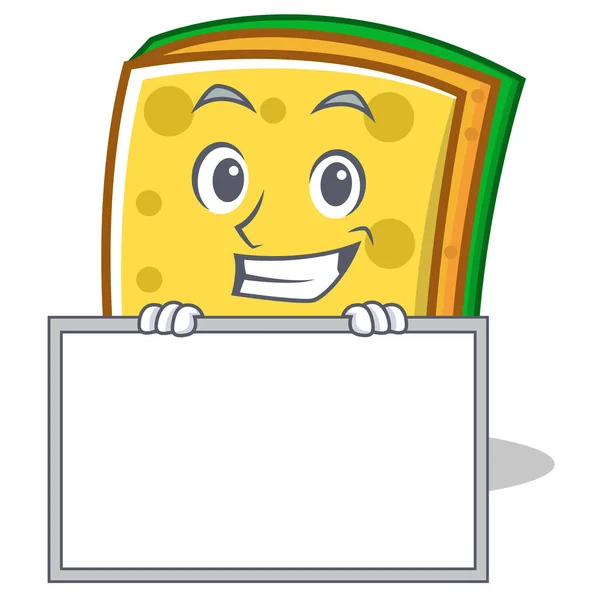 Sonriendo con esponja de tablero personaje de dibujos animados divertido — Vector de stock