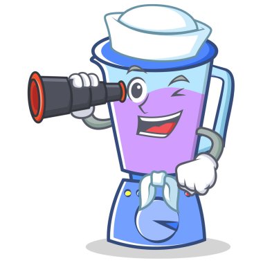 Denizci dürbün blender karakter karikatür tarzı ile