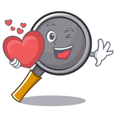 Kalp kızartma tavası çizgi film karakteri ile