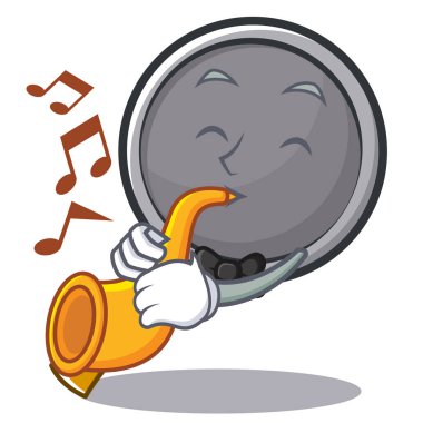 Trompet kızartma tavası çizgi film karakteri ile