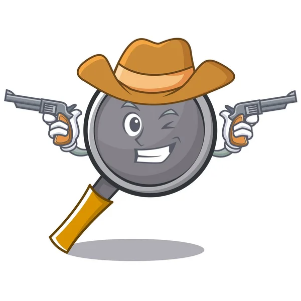 Cowboy frying pan cartoon character — Stock Vector