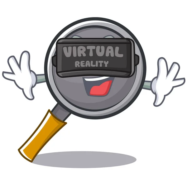 Wityh realidad virtual freír personaje de dibujos animados sartén — Vector de stock