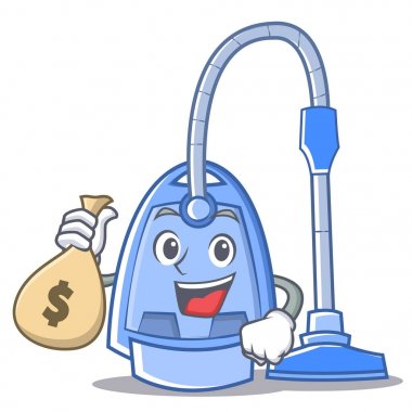 Para torbası elektrikli süpürge karakter karikatür ile