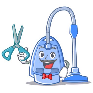 Kuaför elektrikli süpürge karakter karikatür