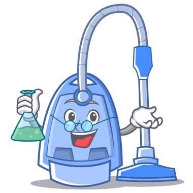Profesör elektrikli süpürge karakter karikatür